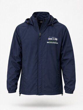 Seattle Seahawks Windbreaker Jacket Women’s Small Navy Blue NFL Tri-Mountain
